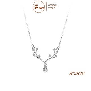 Dây chuyền bạc 925 thiết kế mặt sừng hươu đính đá xinh xắn thời trang cho nữ 2020 ANTA Jewelry - ATJ3051