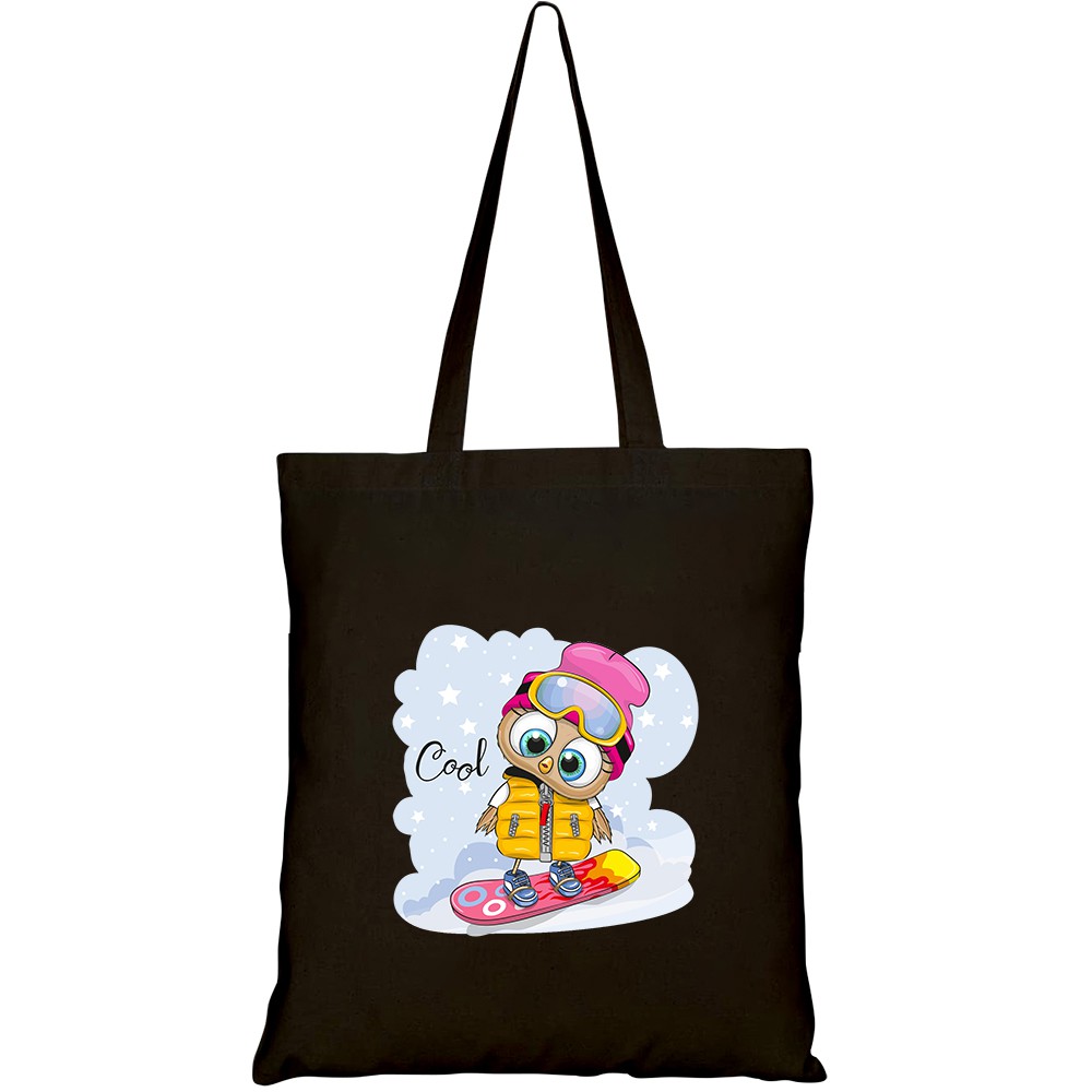 Túi vải tote canvas HTFashion in hình cute cartoon owl girl on HT356