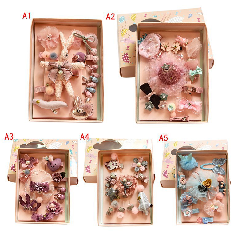 Set kẹp tóc nhiều loại dễ thương cho bé gái