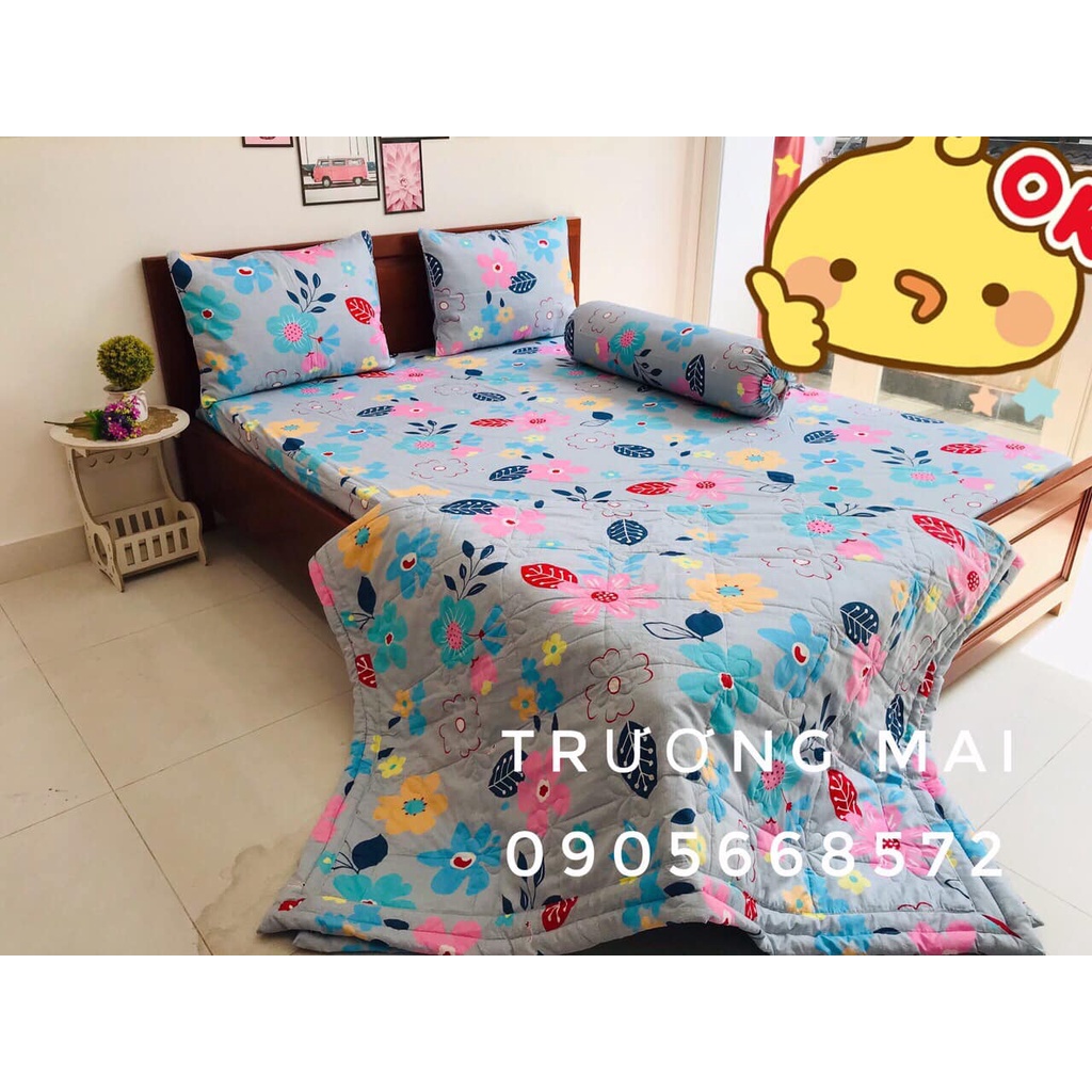 Sét ga gối Thắng Lợi chính hãng 4 món chuẩn logoin trên vải  không kèm mền mã hoa nềm xám | BigBuy360 - bigbuy360.vn