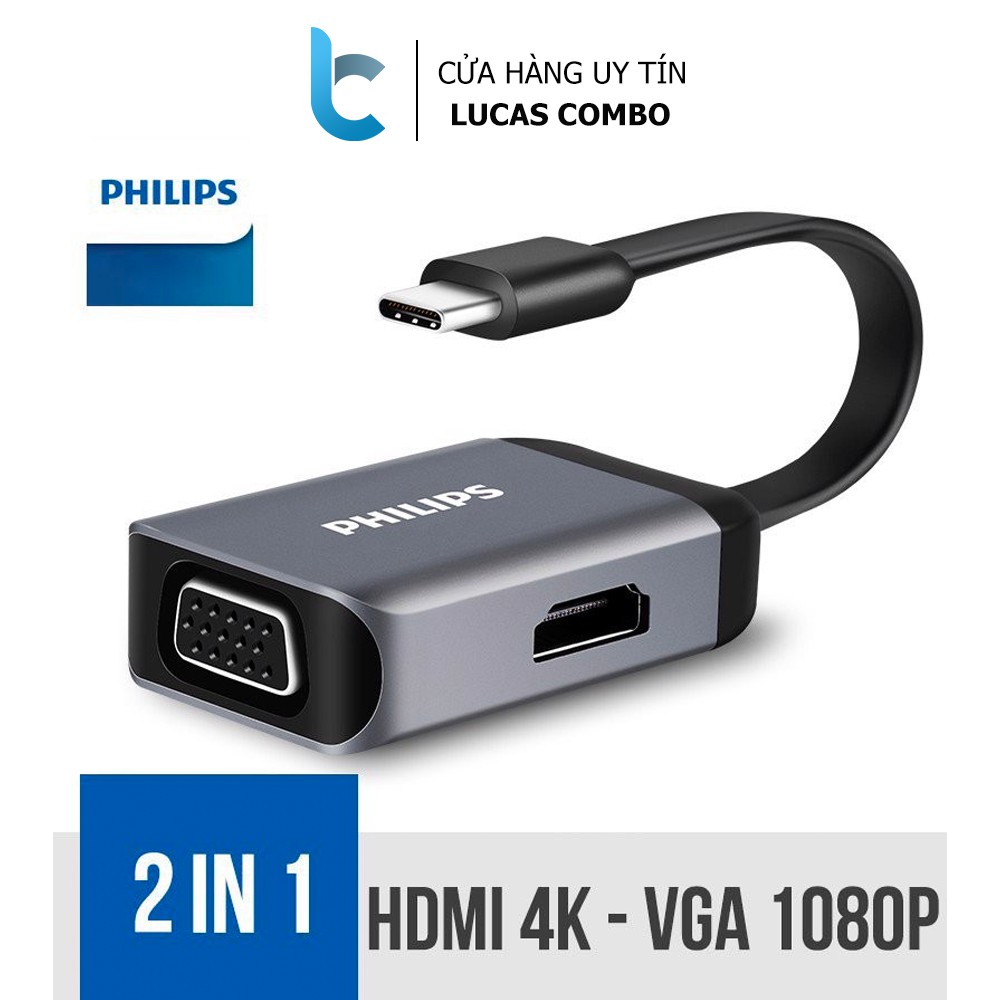 Cổng Chuyển/Hub USBC Ra HDMI Và VGA Philips