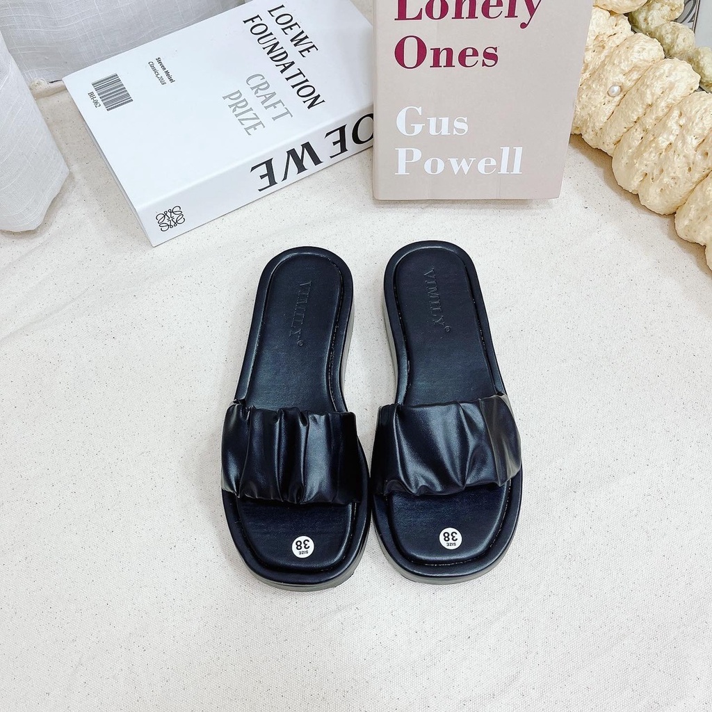 Dép nữ quai ngang nhún siêu xinh đế cao