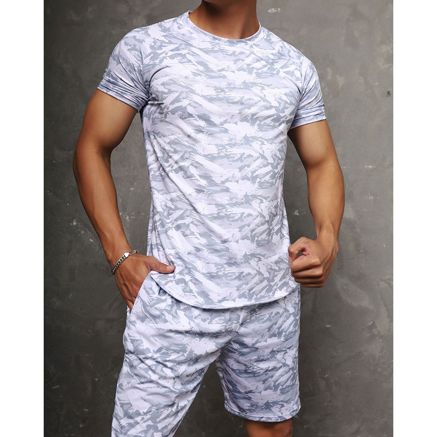 Bộ Thể Thao Nam Rằn Ri Chất Thun Lạnh 4C Thoáng Mát,Bộ Quần Áo Gym Nam Đẹp Mã BTT01