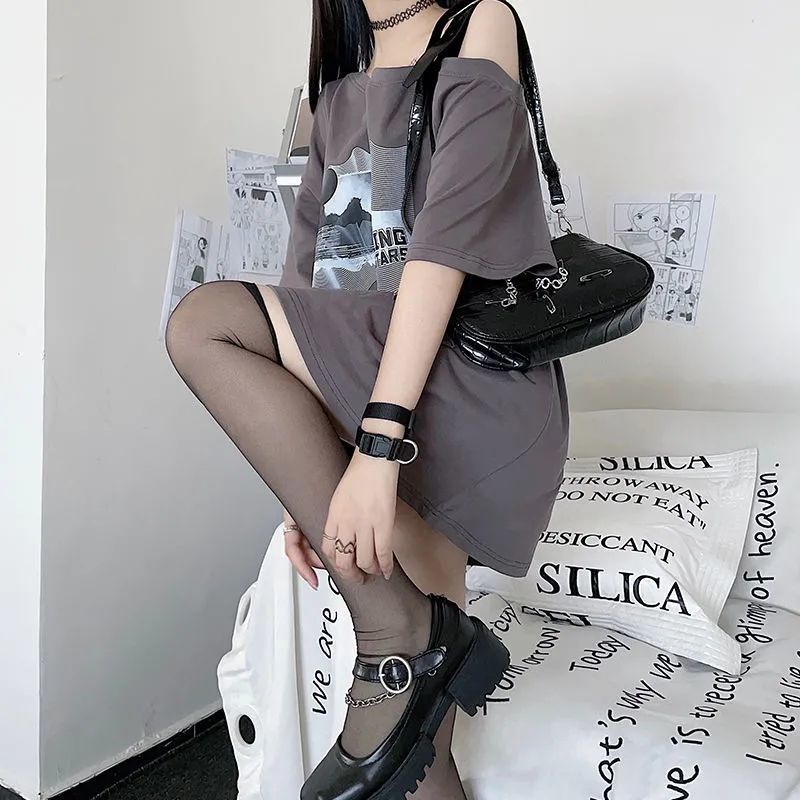 Áo thun COZOKC trễ vai tay ngắn thời trang quyến rũ cho nữ