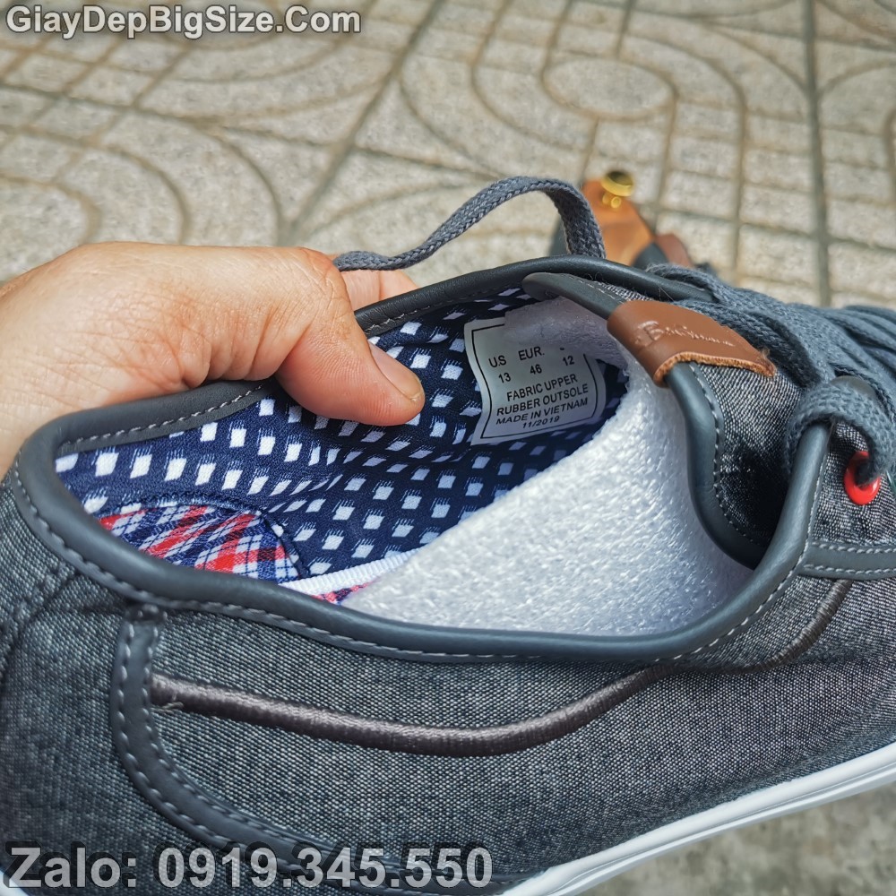 Giày sneaker vải, giày thể thao big size cỡ lớn EU:45-46 cho nam chân to (hàng VN xuất dư)