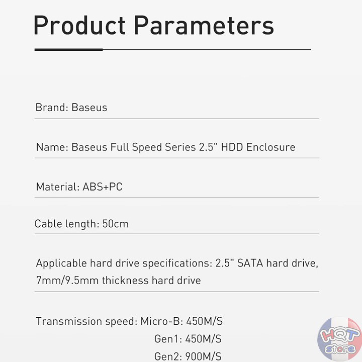 Hộp ổ cứng HDD SSD Box Baseus Full Speed Enclosure Type C (Gen 2) 2.5" | WebRaoVat - webraovat.net.vn