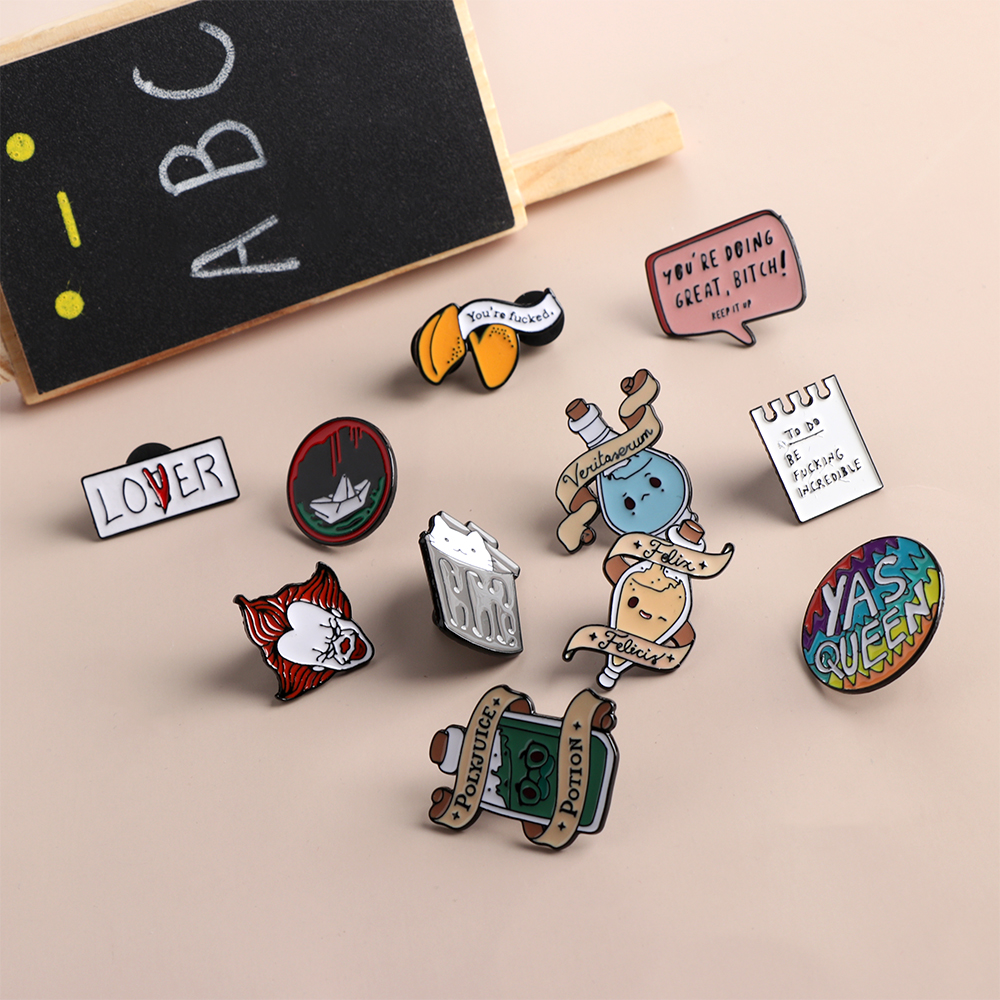 DIACHA Cute Friends Gifts Funny Design White Cat In Trash Can Bag Clothes Accessories Enamel Brooches