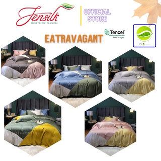 Bộ chăn ga gối ETRAVAGANT 100% lụa tencel cao cấp, set phủ nệm,phối 3 màu cực hot - sang trọng,mềm mịn mát