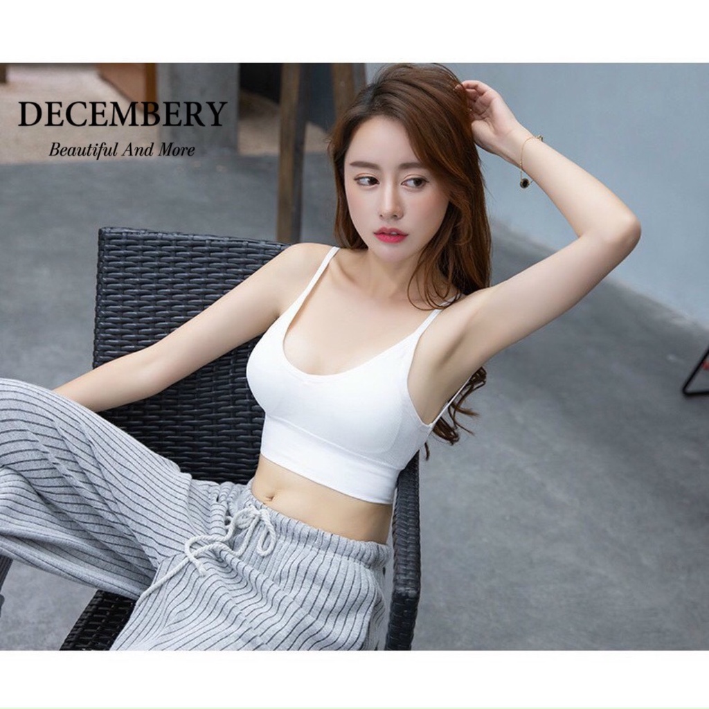 Áo Bra Tập DECEMBERY Thun Gân, Có Mút