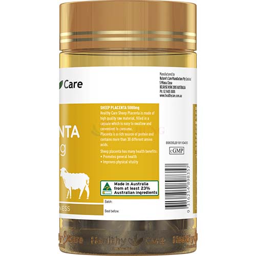 Viên uống Healthy Care Sheep Placenta 5000mg hỗ trợ làm đẹp da