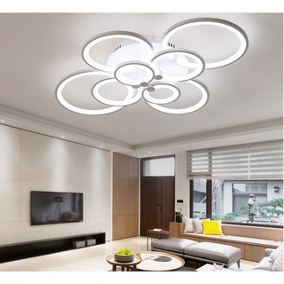 Đèn mâm LED ốp trần hiện đại 8 cánh tròn, Có điều khiển phân tầng