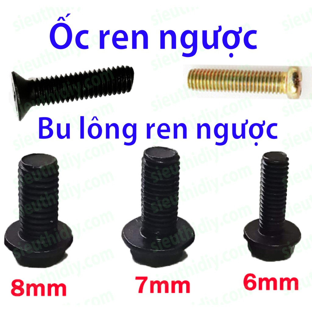 Ốc vít ren ngược M5 M6 lắp đầu khoan 10mm 13mm