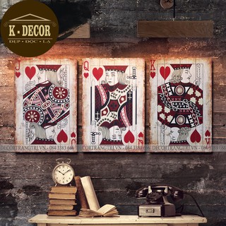 Tranh gỗ treo tường decor trang trí hình lá bài cổ điển 40x60cm