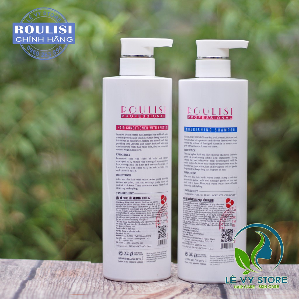 Cặp Dầu Gội Xả ROULISI Siêu Mượt 750ml
