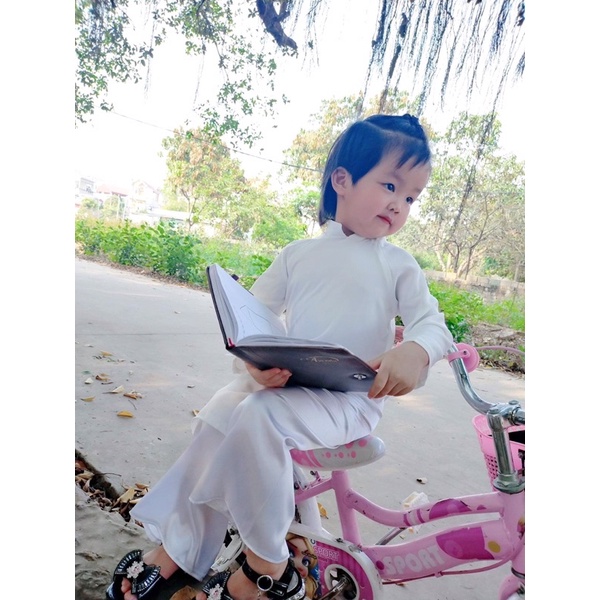 Áo dài Lụa Ngọc Bích cho bé gái kèm quần