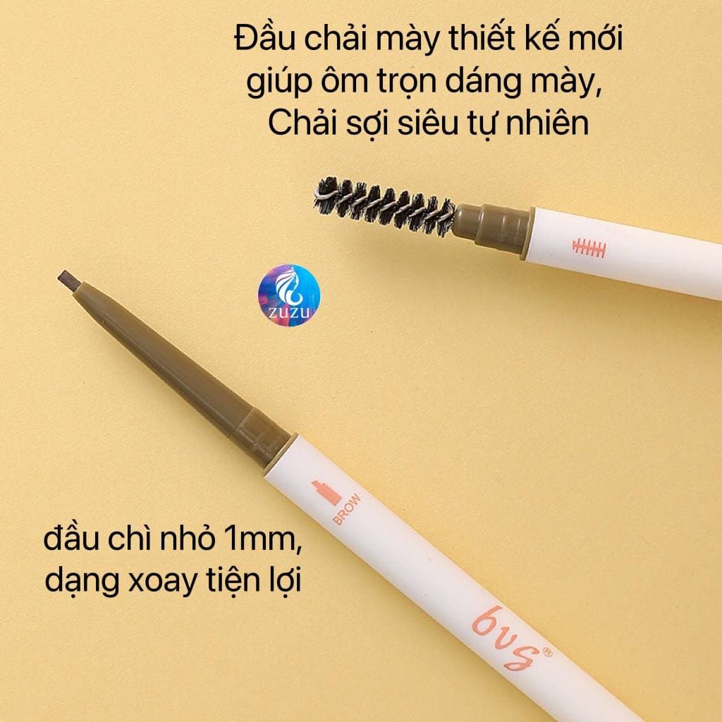 Chì kẻ mày BUG chống nước siêu sắc nét 2 đầu tiện dụng tự nhiên ZUZU Cosmetic HUBEAUTY