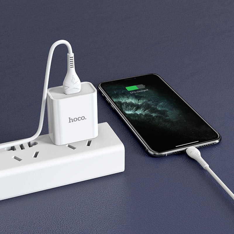 Bộ Củ Sạc Nhanh Hoco C81 Kèm Cáp ip/Micro USB/Type C-Bộ Cáp Sạc Nhanh 5V/2.1A-Bảo Hành 12T
