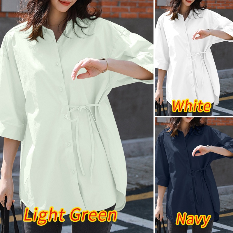 Zanzea Áo Sơ Mi Tay Lỡ 3 / 4 Thời Trang Dành Cho Nữ