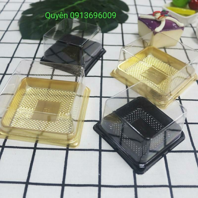 Set 50 Hộp PET vuông loại tốt XY65s đựng bánh trung thu 50-75g