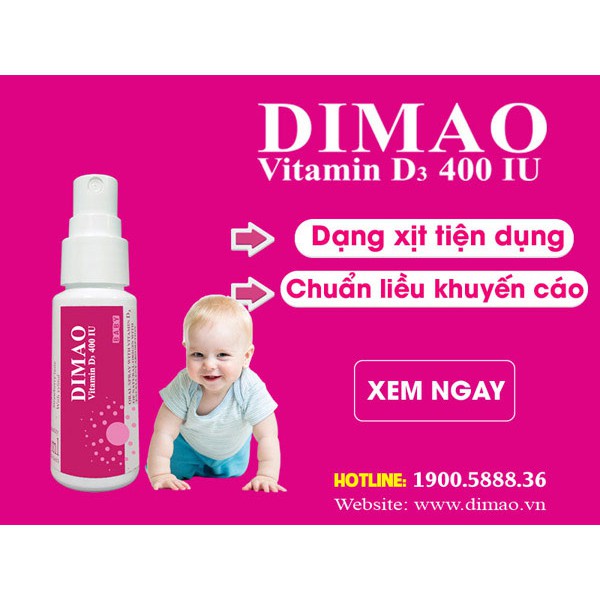 (Kèm quà cho bé)Vitamin D3 DIMAO dạng xịt giúp hỗ trợ phòng ngừa thiếu Vitamin D, hỗ trợ hấp thu canxi và tăng chiều cao