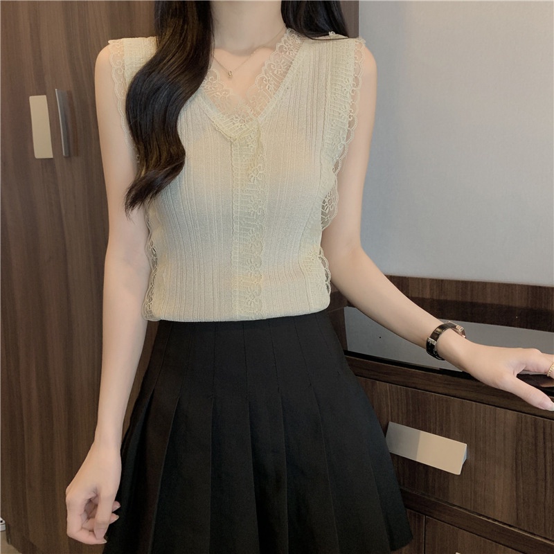 Áo Sơ Mi công sở Nữ Ren Kiểu Hàn Quốc Sát nách Hottrend Ulzzang cực xinh N-8
