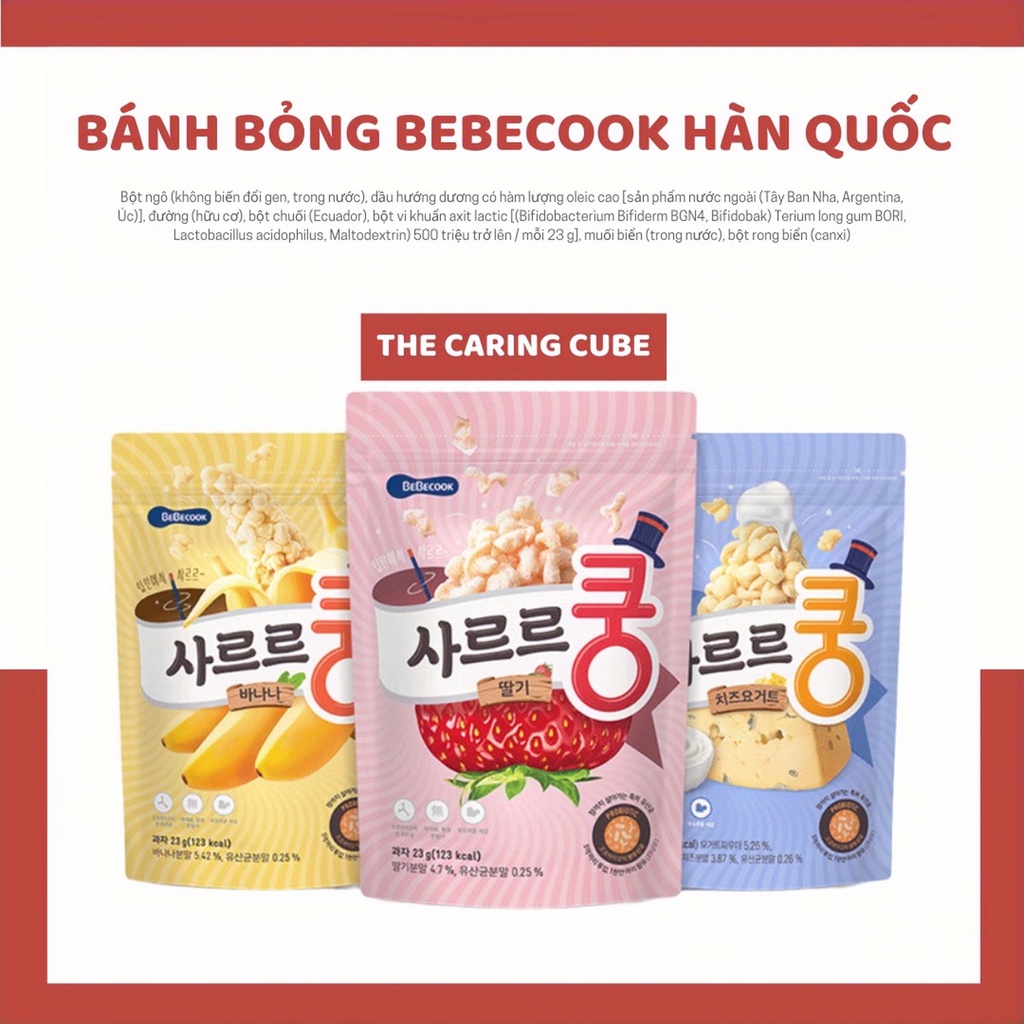 Bánh bỏng Bebecook Hàn Quốc cho bé 1 tuổi trở lên - The Caring Cube