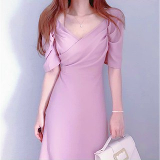 Đầm váy freesize tay phồng thắt eo 2 màu