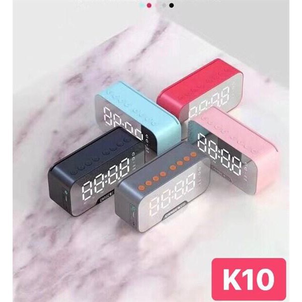 Loa Bluetooth Kiêm Đồng Hồ K10 Kimiso có nhiệt kế đo nhiệt độ phòng mặt gương thiết kế sang trọng