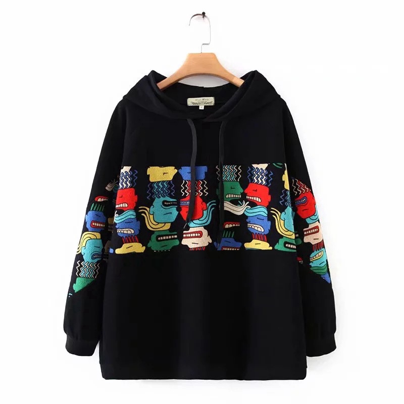 Plus Size Women's Letter Cartoon Printed Hoodies Hooded Long Sleeve Spring Autumn Sweatshirts Oversized Outerwear | BigBuy360 - bigbuy360.vn