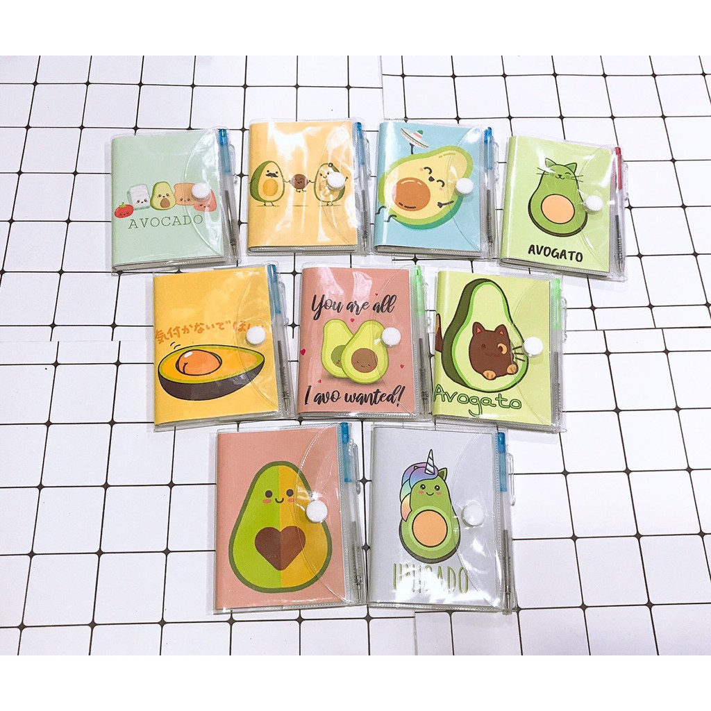 sổ kèm bút quả bơ avocado SB26 sổ kèm bút hoạt hình cute dễ thương 8*10cm