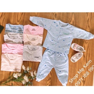 Bộ noubaby hoạ tiết cài cúc và noubaby kẻ chất nỉ dầy dặn cho bé