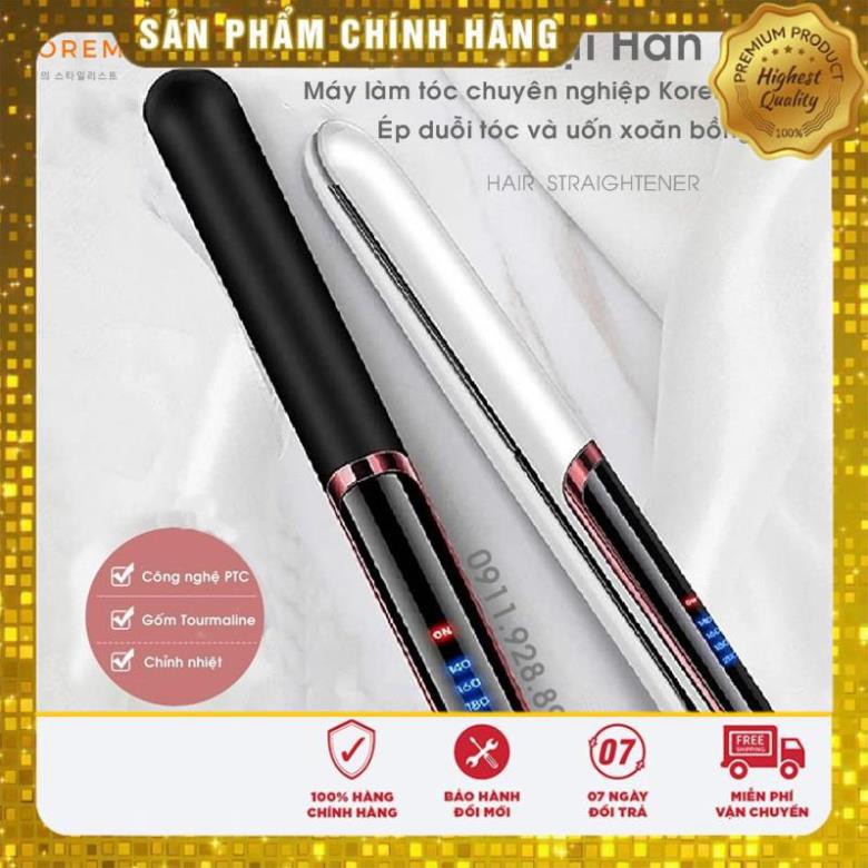 [Free Ship -Quà Tặng] Máy ép duỗi tóc, là tóc, uốn xoăn tóc Hàn Quốc Koremi cao cấp  [2 in 1] Trắng Đen [BÁN CHẠY No.1]