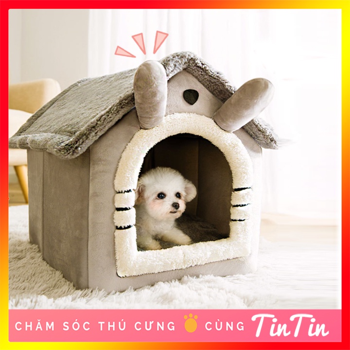 Nhà Đệm Cho Chó Mèo Thú Cưng Kiểu Nhà Chuồng  - Ổ Đệm Nằm Gấp Gọn Cho Chó Mèo #Tintin Pet Store