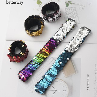 Shiny Sequins Slap Bracelet Wristband Headband Wrist Strap