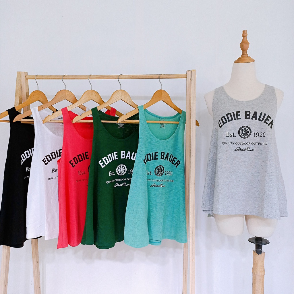 Áo ba lỗ nữ tanktop form rộng dáng xòe in chữ eddie thun cotton đơn giản mặc mát balo nữ cụt tay tập gym thun giấy