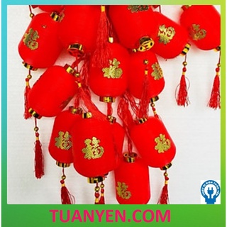 Dây đèn led đèn lồng đỏ treo trang trí lễ cưới, tết - dài 5m loại 16 bóng hình dài