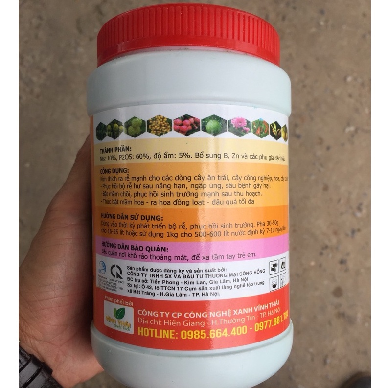 Phân Kích Rễ TC02 Siêu Lân Hũ 1kg bột xanh Chuyên Dùng Cho Hoa, Cây Cảnh, Cây Ăn Quả, Cây Công Trình