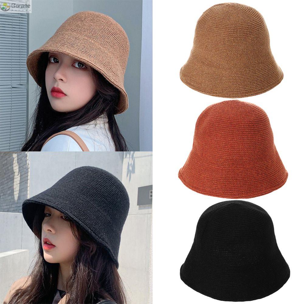 Nón xô bằng len vành tròn có thể xếp lại nhiều màu thời trang cho nữ