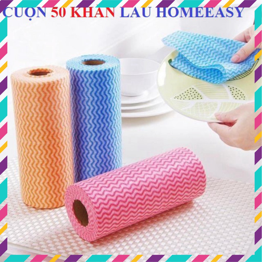 CUỘN 50 KHĂN LAU ĐA NĂNG HOA VĂN, TÁI SỬ DỤNG NHIỀU LẦN , LAU SIÊU SẠCH