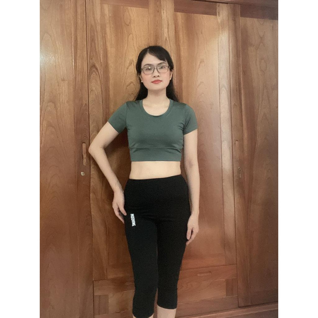 Quần áo tập gym nữ, bộ tập gym yoga aerobic nữ croptop kết hợp quần lửng có kèm mút