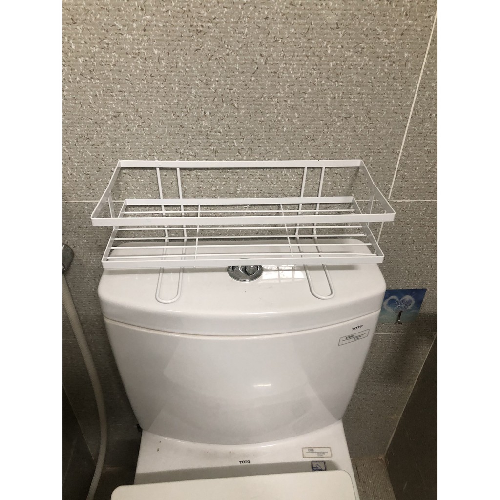 Kệ toilet - Kệ để trên nắp bồn cầu - Kệ đựng sữa tắm, dầu gội, bông tắm đa năng