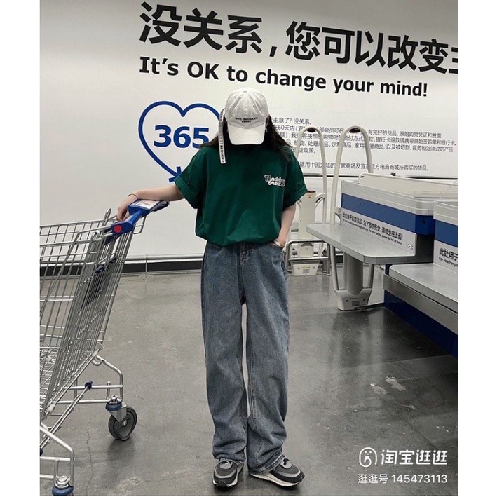 Áo Thun Xanh Lá UNDERBROKEN Nữ Meenystore - Phông Tay Lỡ Dáng Rộng Tay Bồng In Chữ, Vintage Chất Cotton Khô Chuẩn 3158
