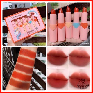 Full Set 5 Cây Son Kiss Beauty Vỏ Hồng Unicorn Colors