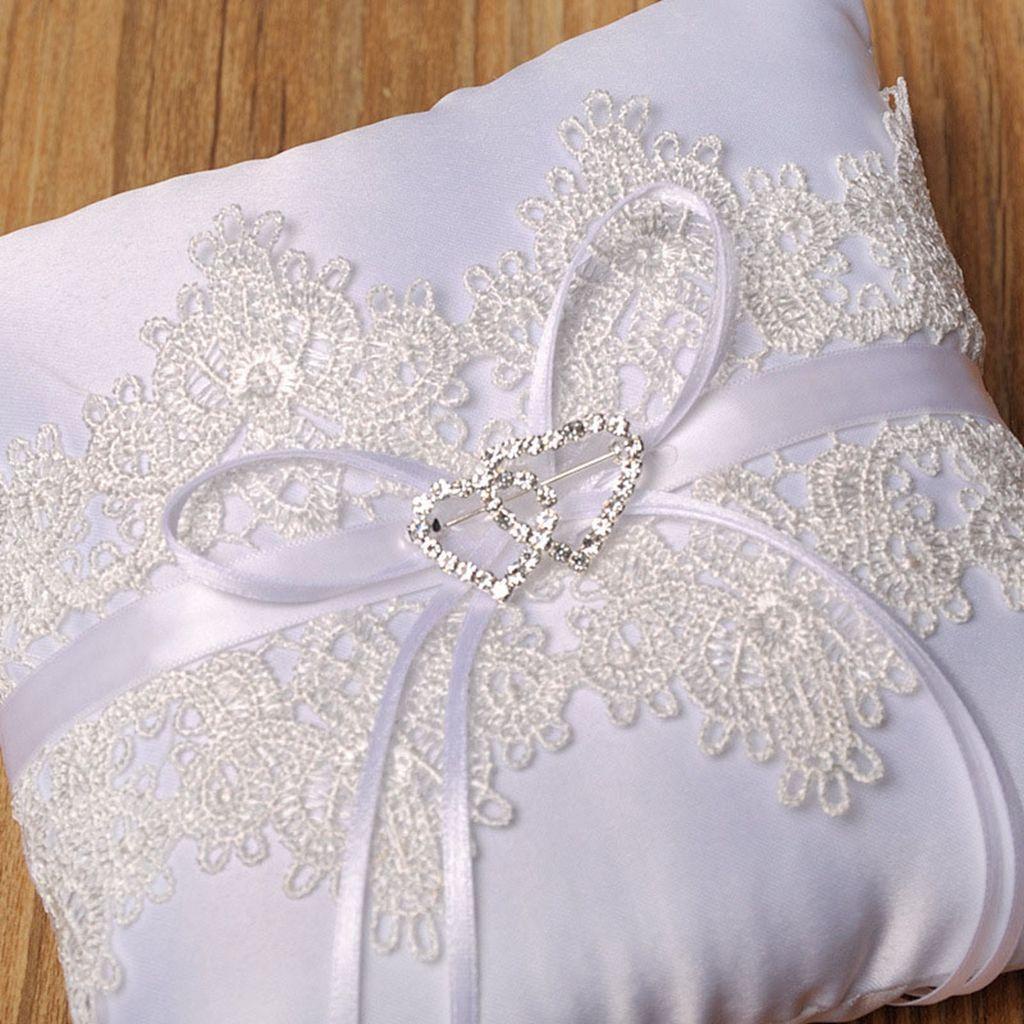Gối Để Nhẫn Cưới Phối Ren Và Ruy Băng Satin Sáng Tạo 15.9 Inch ​Gối Để Nhẫn Trang Trí Bỏ Túi Tiện Dụng Và Bền