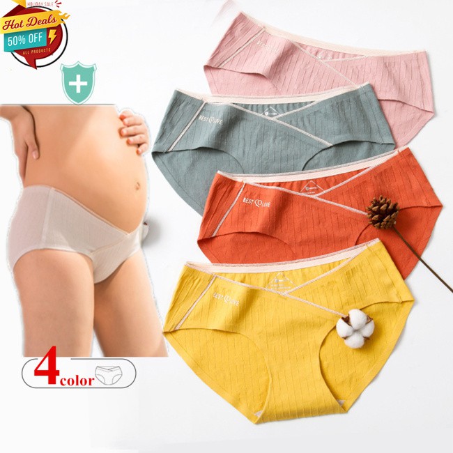 1 Quần Lót Cotton Lưng Thấp Cho Bà Bầu