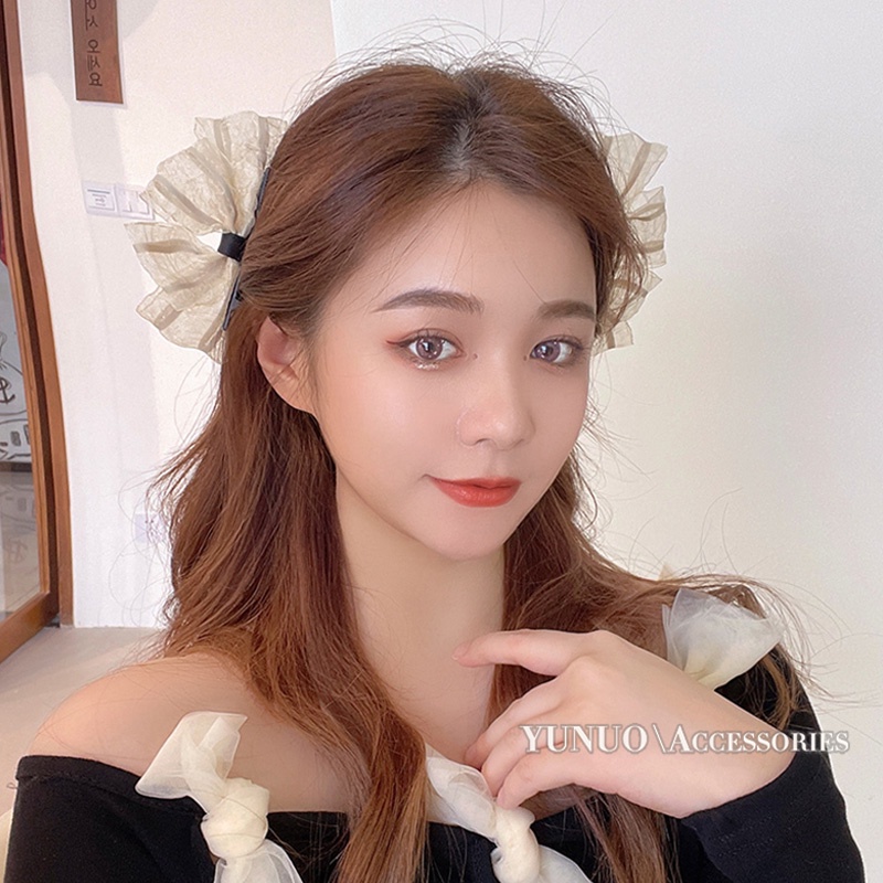 Kẹp tóc nơ ren phong cách hàn quốc cho nữ