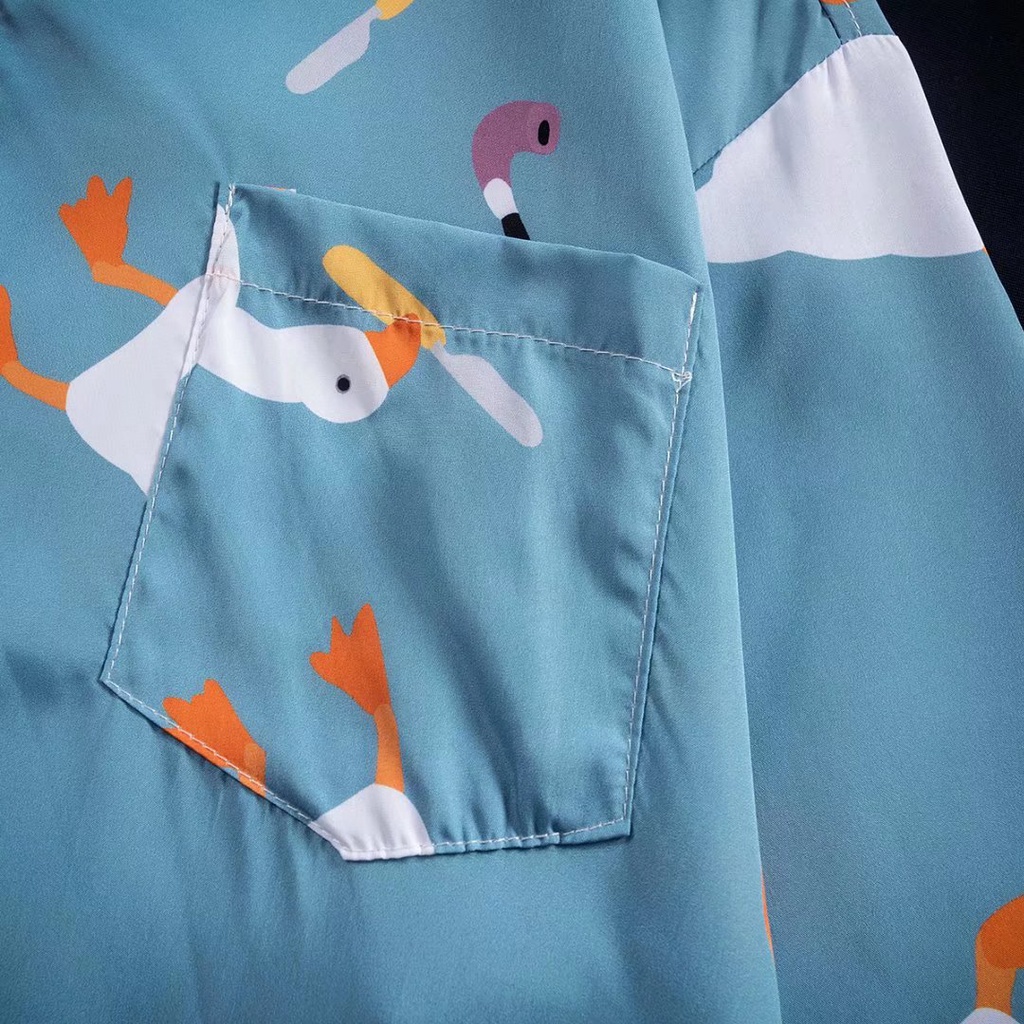 Áo Sơ Mi Tay Ngắn Dáng Rộng Thoáng Khí In Họa Tiết Hoạt Hình Phong Cách Hàn Quốc Thời Trang Mùa Hè Cho Nam