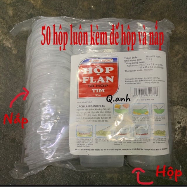 HỘP FLAN TIM - 50 cái/lốc