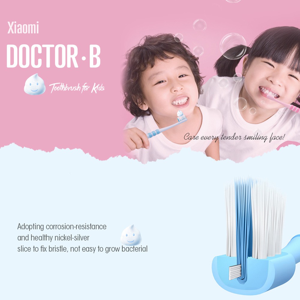 Bàn chải đánh răng Xiaomi DOCTOR-B chính hãng chất liệu lông bàn chải mềm làm sạch sâu cho trẻ