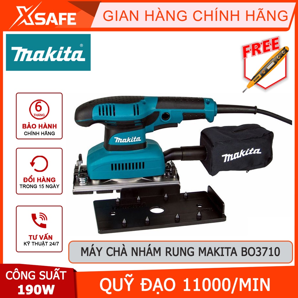 Máy chà nhám rung MAKITA BO3710 Máy đánh bóng bề mặt công suất 190W kèm túi đựng bụi gắn với thân máy - [XSAFE]